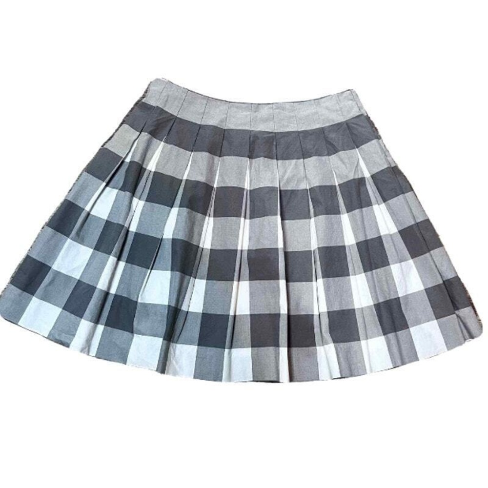 Women's Gray Buffalo Plaid Pleated Circle Skirt 6 Petite Liz Claiborne